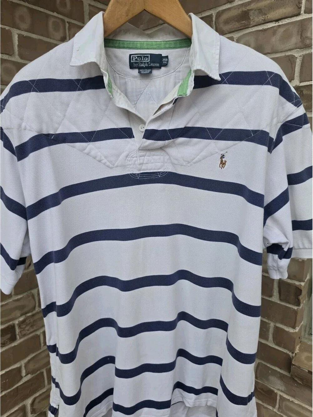 Vintage Polo Ralph Lauren Rugby Shirt 2XB Big Stripe Pony 80's or Early 90's